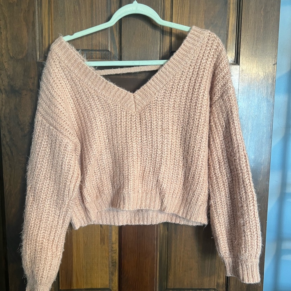 Pink cropped sweater